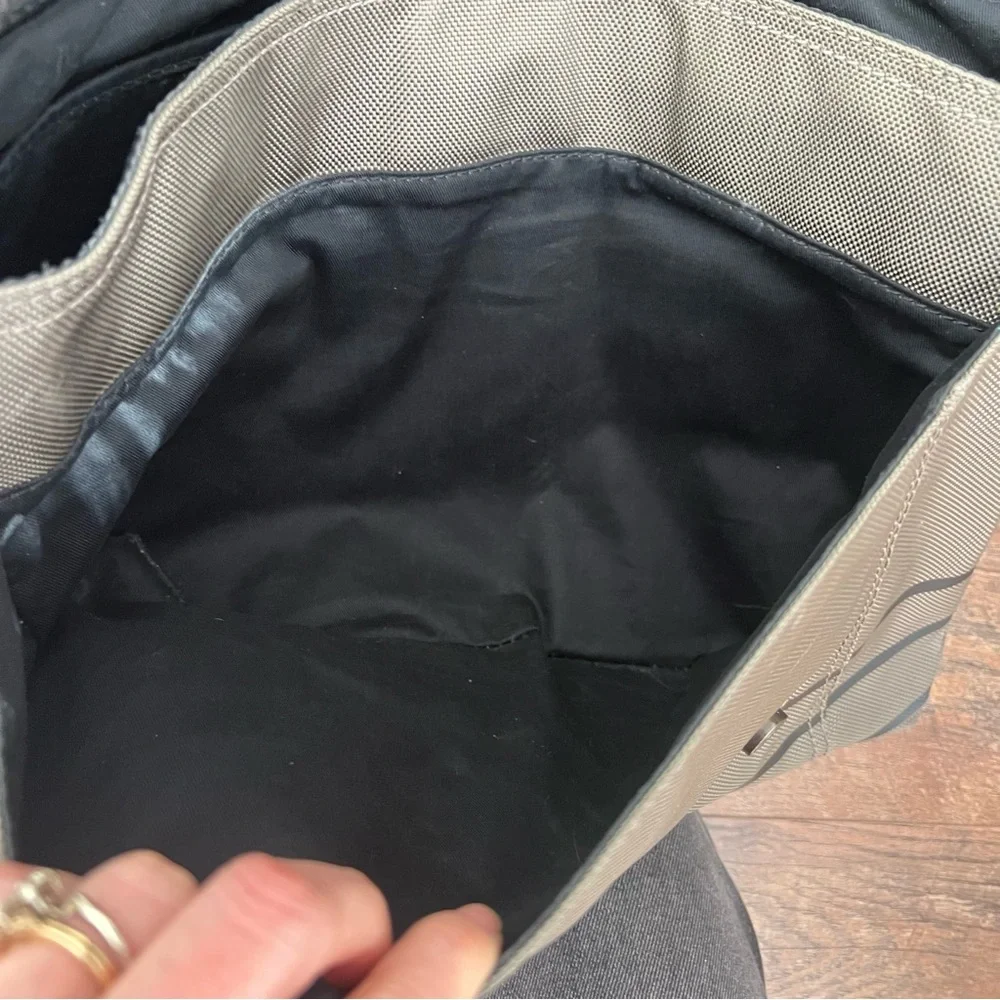 FOSSIL CANVAS CROSSBODY MESSENGER bag Olive Green/Grey w/Black